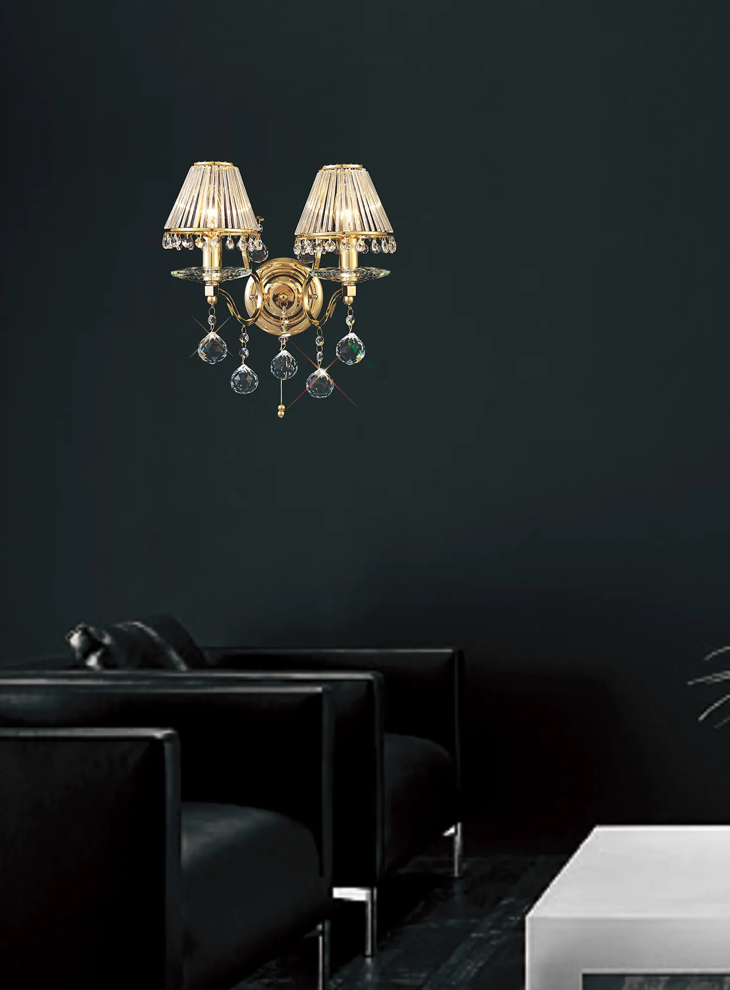 Zinta French Gold Crystal Wall Lights Diyas Armed Wall Lights